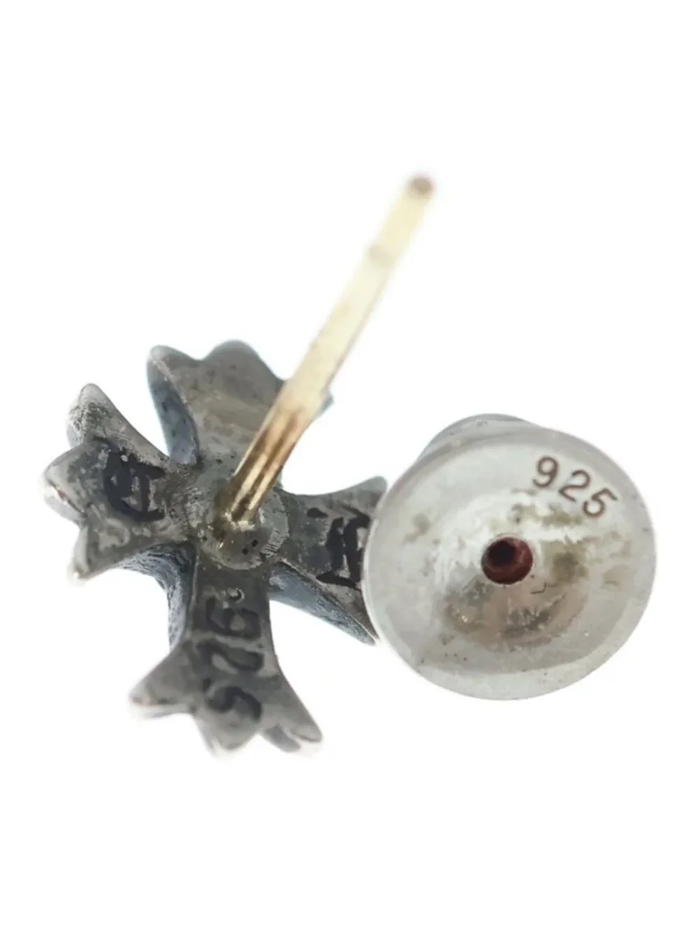 Chrome Hearts CH Crss 2 Fat CH Crossfat Stud Earrings Silver